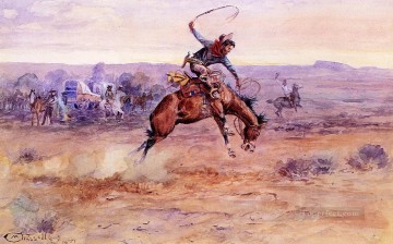 Impresionismo Painting - potro bronco 1899 Charles Marion Russell Vaquero de Indiana
